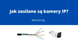 Zasilanie kamery wifi: przewód sieciowy i biała kamera IP BCS.