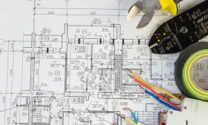 Narzędzia elektryczne i schemat instalacji. Czy czarny to plus czy minus? Zależy od kontekstu, ale na tym schemacie to kolor izolacji kabla.