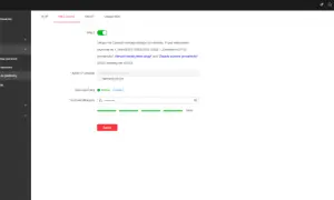 Konfiguracja usługi Hik-Connect: włączona, adres serwera, kod weryfikacyjny.