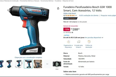 Wkrętarka Bosch GSR 1000 Smart, 12V, idealna do wiercenia w ścianie.