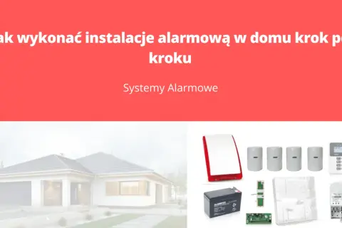 Instalacja alarmowa w domu: syrena, czujniki ruchu, akumulator, centrala i inne elementy systemu.