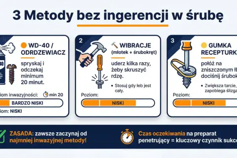 Jak odrdzewić śruby: 3 metody - WD-40, wibracje, gumka recepturka. Zacznij od najmniej inwazyjnej!