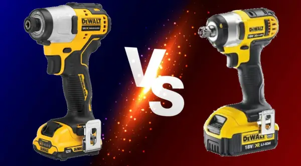 Porównanie kluczy udarowych: kompaktowy klucz udarowy 12V DeWalt kontra mocniejszy model 18V.